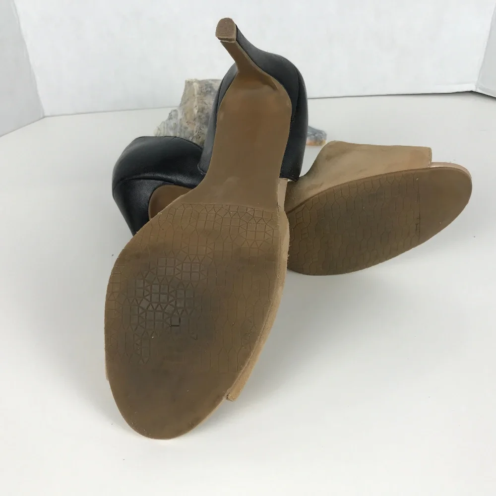 Levity Tan suede, Blk leather Sz 9M heels